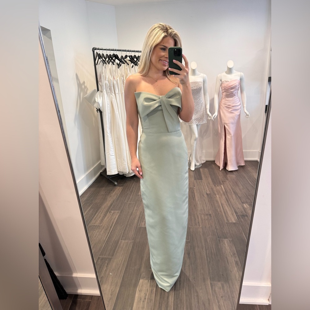 NWT Amsale Ricky Strapless Faille Gown in Moss s. 10